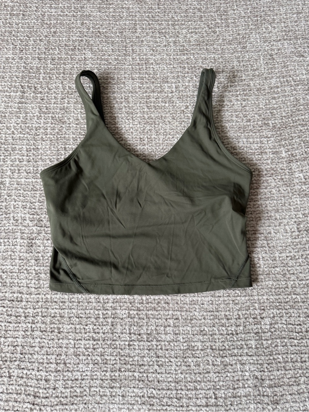 Amazon Olive Green V-Neck Crop Tank Top